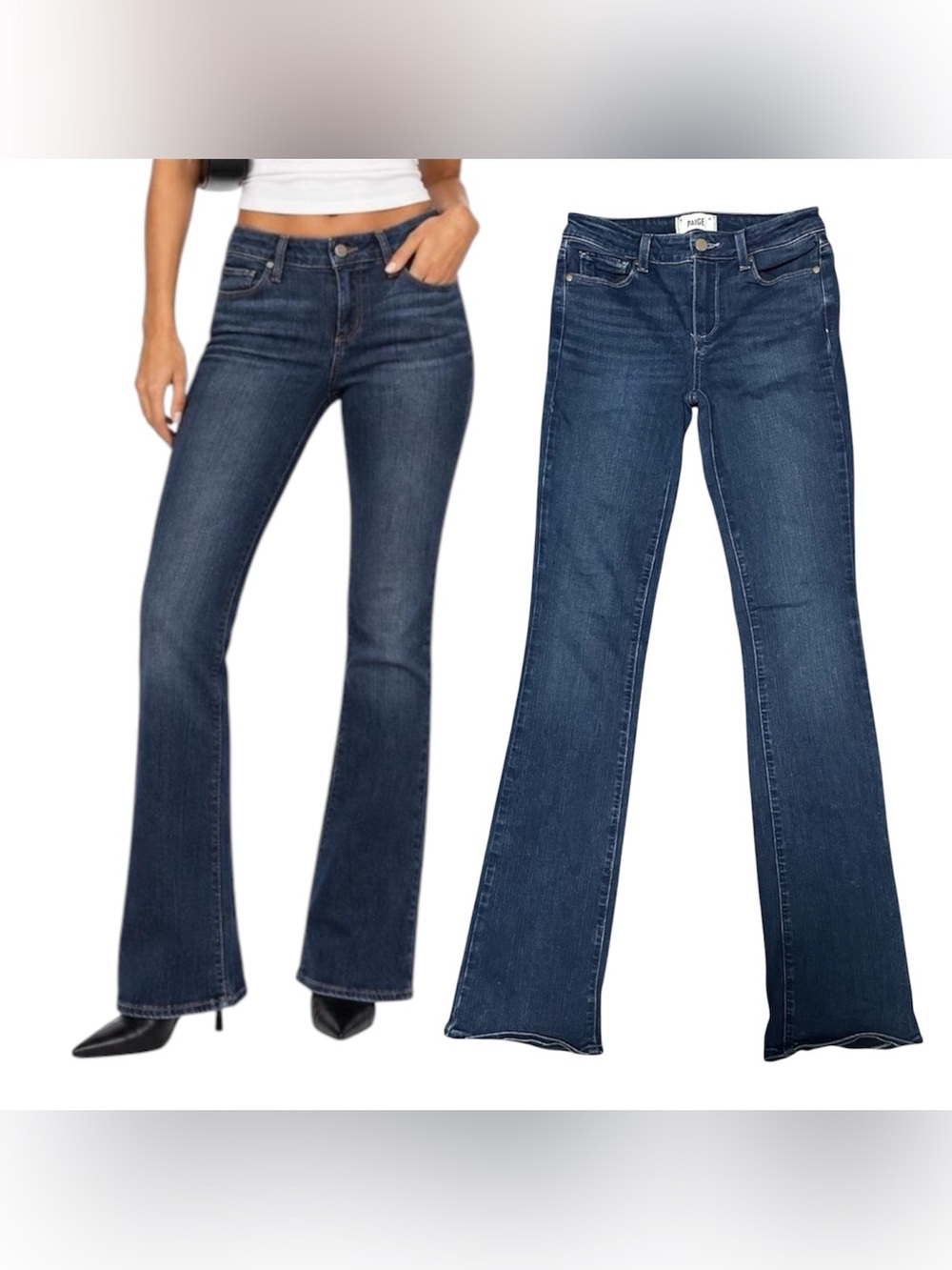 Paige 27 Manhattan Bootcut Blue Jeans Boot Medium Dark Wash Stretch Long Slim